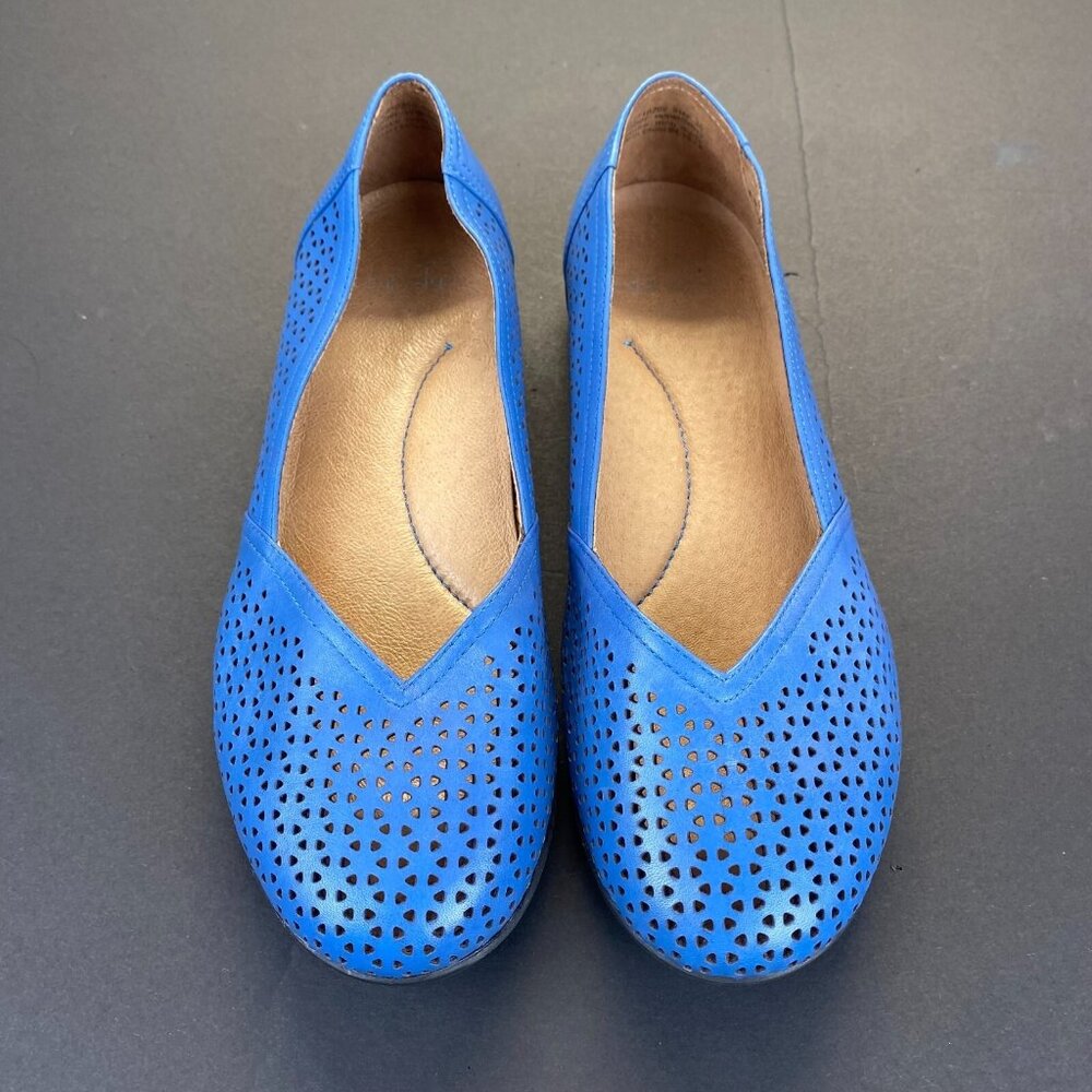Dansko Women's Neely Perforated Leather Blue Loafers Flats Size 38,Casual - Picture 2 of 16